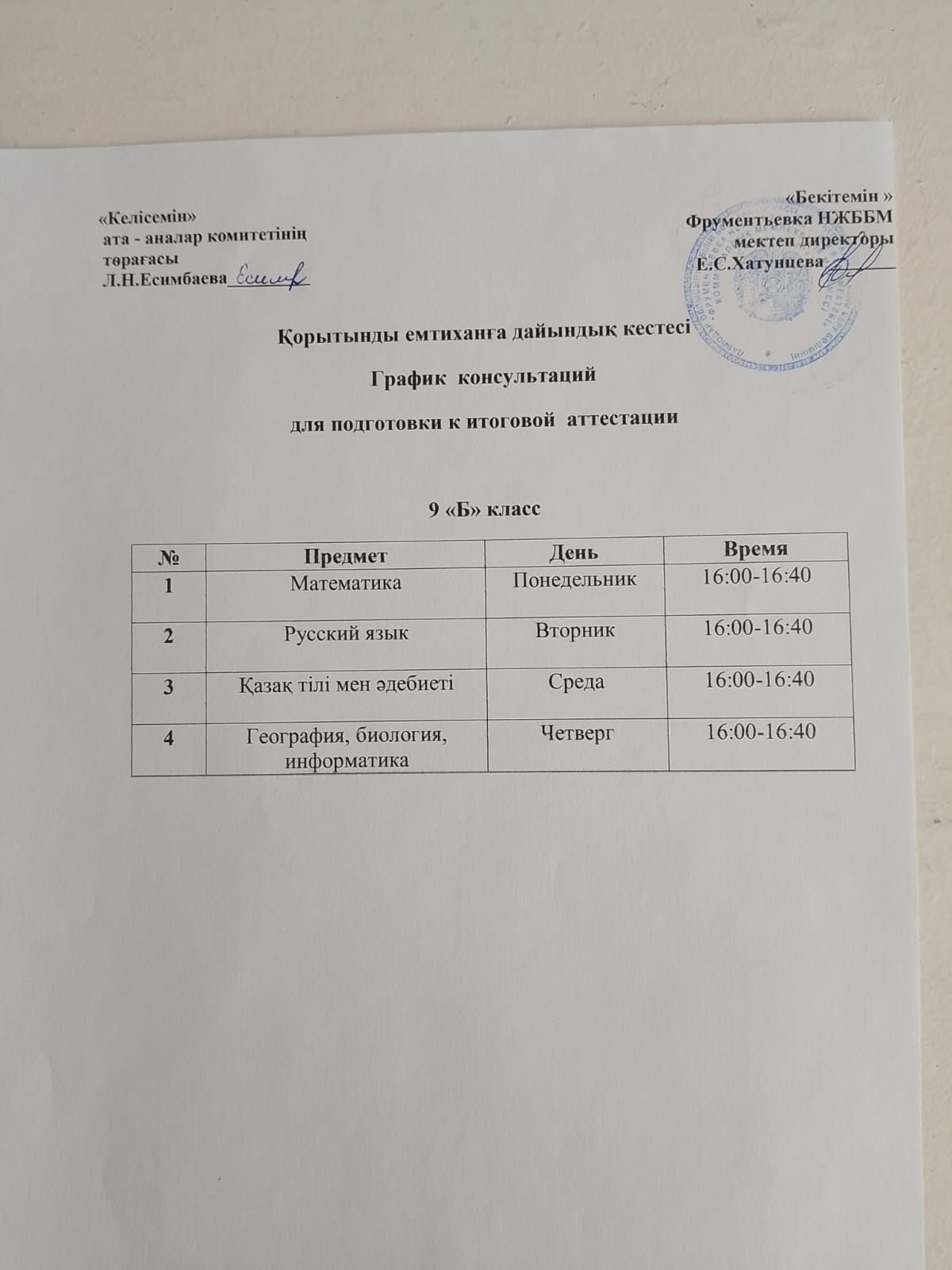 9 кл консультации